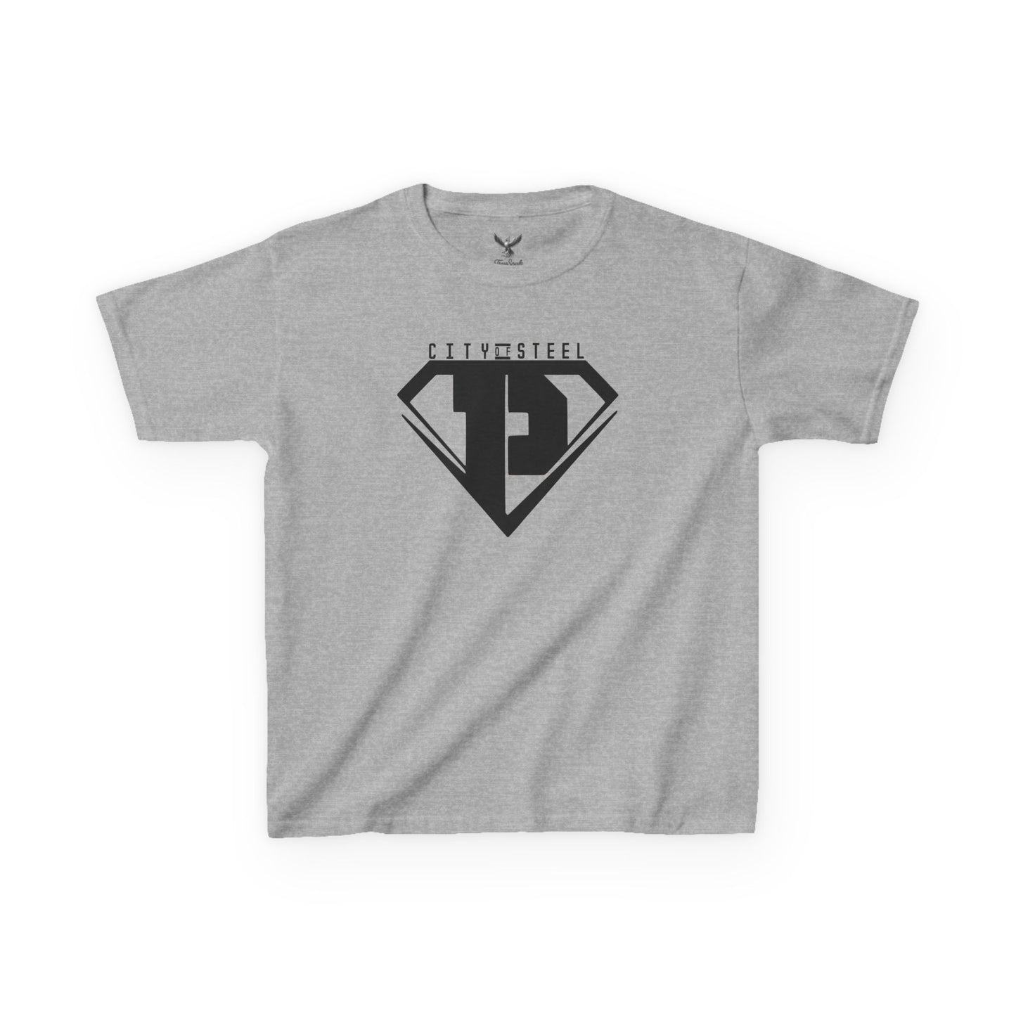 Kids Unisex City of Steel Black Out Heavy Cotton Tee