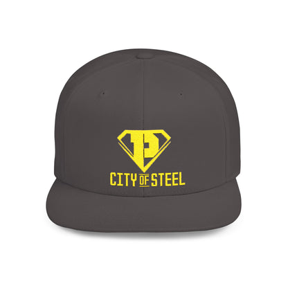 City Of Steel - Stylish Flat Bill Snapback Cap, Trendy Streetwear Hat for Men and Women, Cool Gift for Birthdays, Festivals, and Sports