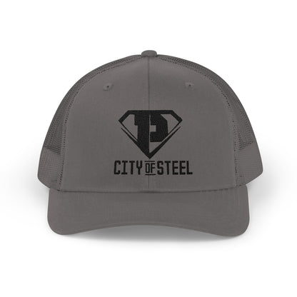 City of Steel Snapback Trucker Cap - Trendy Baseball Hat for Sports, Casual Wear, Gifts, Outdoor Events, Men and Women