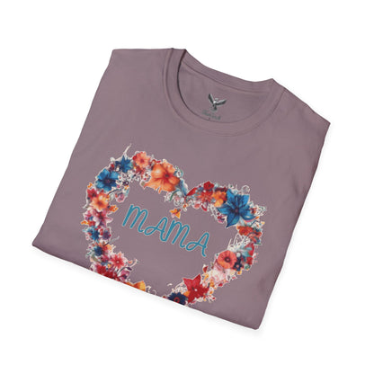 Mama Flower Heart - Unisex Softstyle T-Shirt Graphic