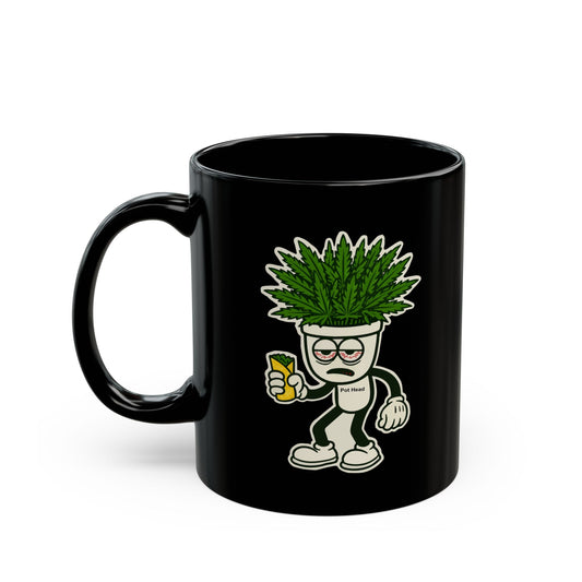 Pot Head Ceramic Mug - 11oz & 15oz Black Coffee Cup