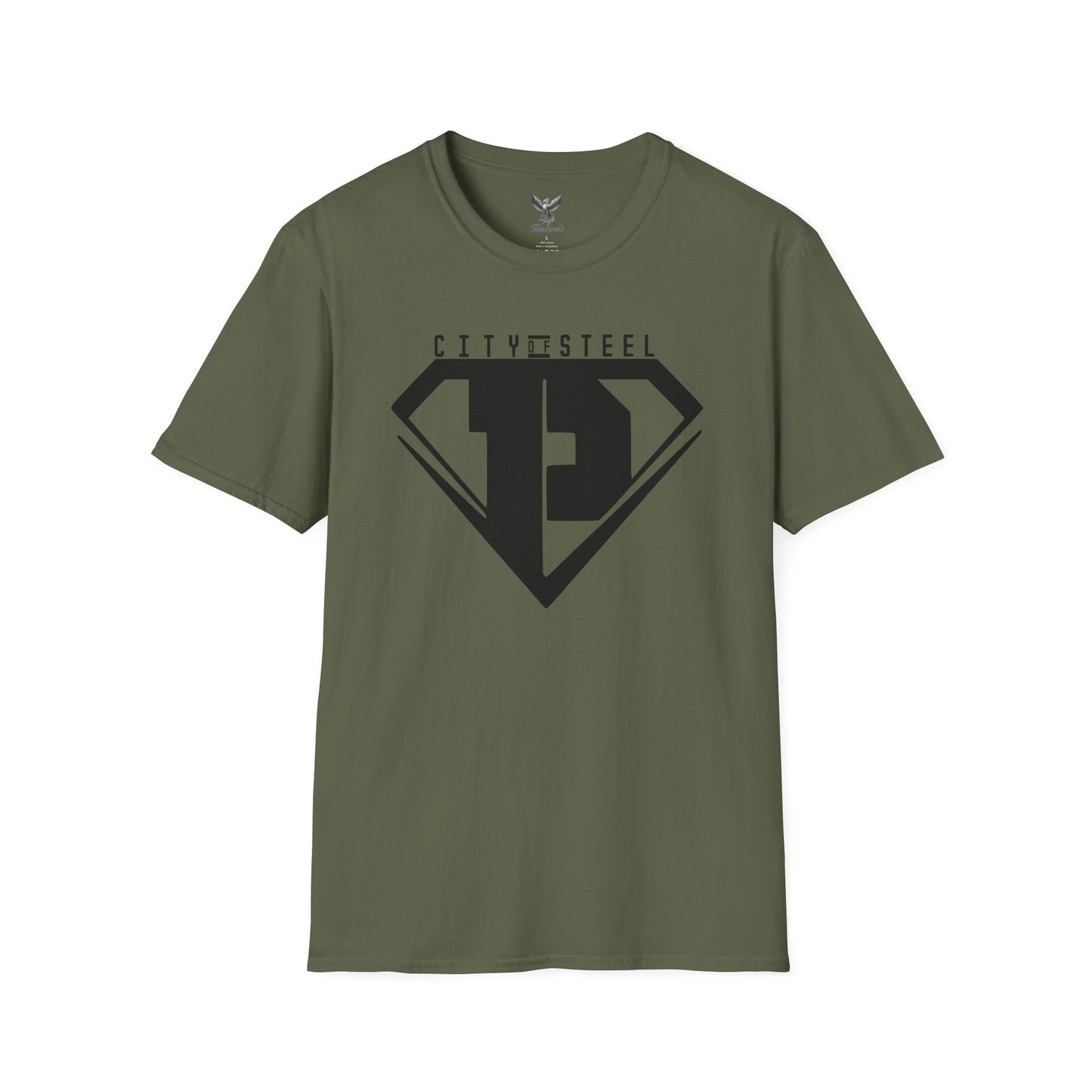 City of Steel Black Out - Graphic Unisex Softstyle T-Shirt - Casual Comfort Wear