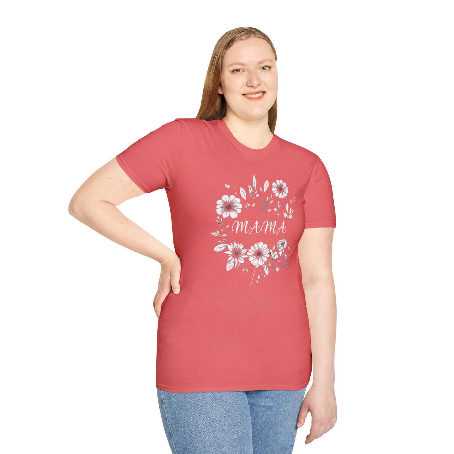 Mama- Flowers - Unisex Softstyle T-Shirt Graphic