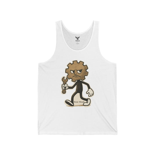 Gear Head - Unisex Jersey Tank - Bold Graphic Tee for Everyday Wear
