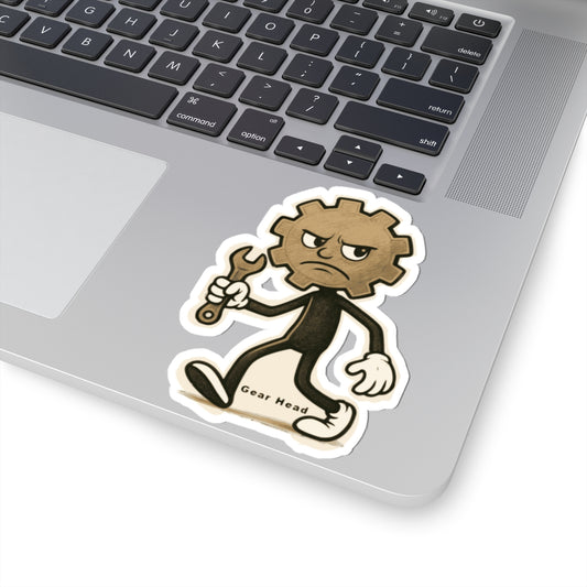 Gear Head Kiss-Cut Stickers - Bold Urban Design for Laptops, Water Bottles, Cars etc.