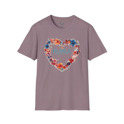 Mama Flower Heart - Unisex Softstyle T-Shirt Graphic