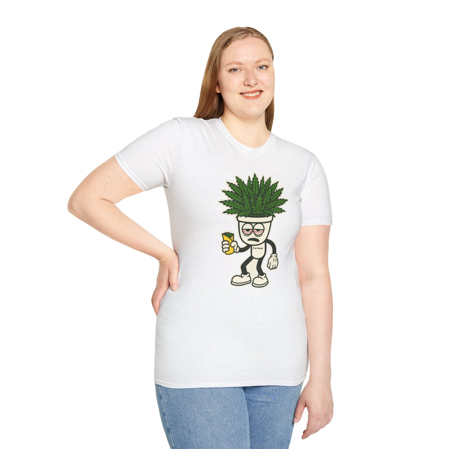 Pot Head - Funny Cannabis Plant T-Shirt - Unisex Softstyle Tee