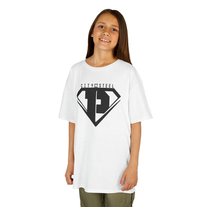 Kids Unisex City of Steel Black Out Heavy Cotton Tee
