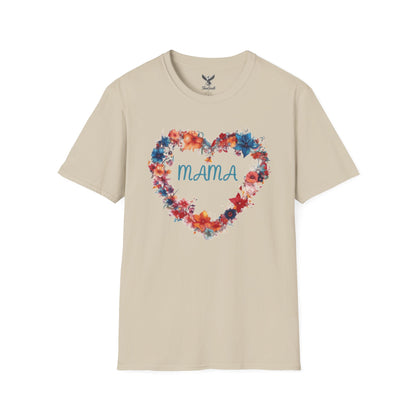 Mama Flower Heart - Unisex Softstyle T-Shirt Graphic