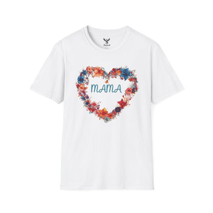 Mama Flower Heart - Unisex Softstyle T-Shirt Graphic