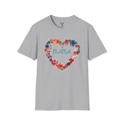 Mama Flower Heart - Unisex Softstyle T-Shirt Graphic