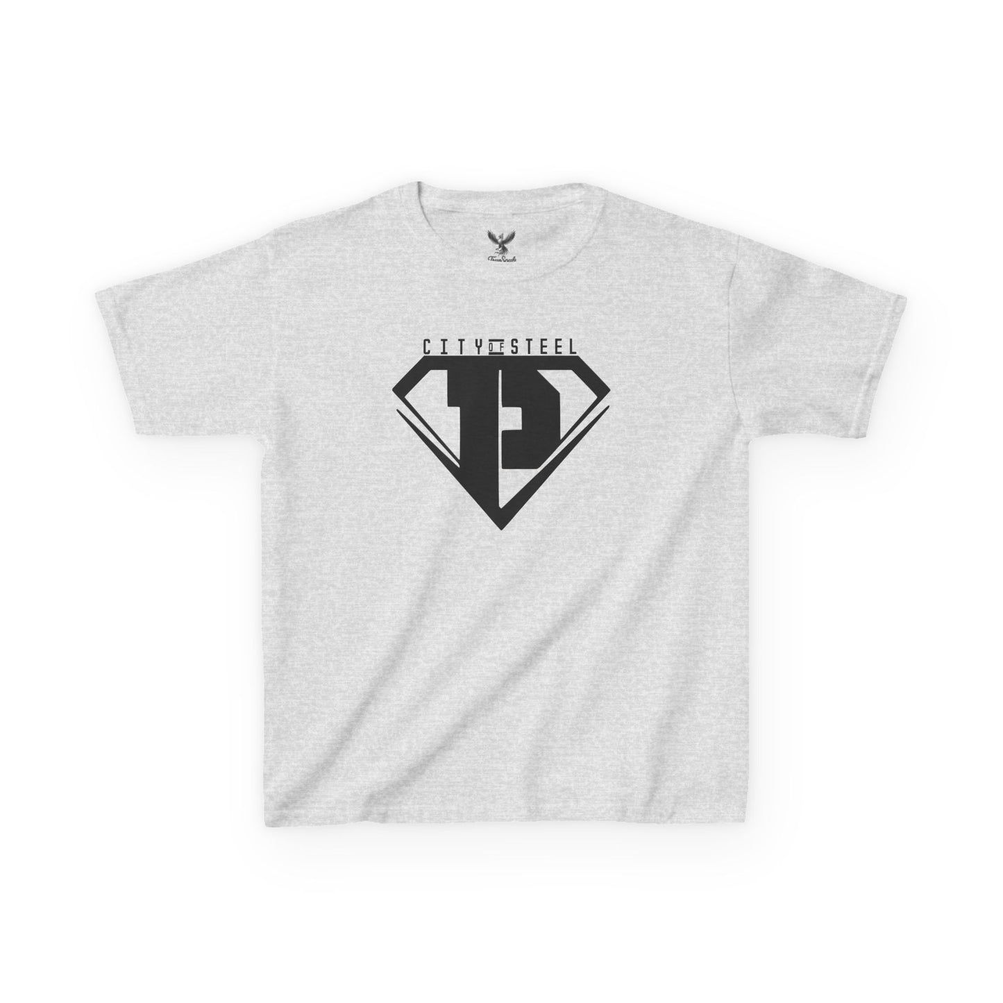 Kids Unisex City of Steel Black Out Heavy Cotton Tee