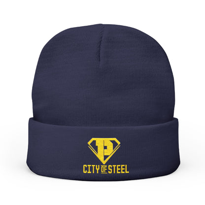 City of Steel - Stylish Embroidered Knit Beanie for Everyday Wear, Winter Essential, Unisex Accessory, Gift for Him or Her, Cozy Headwear