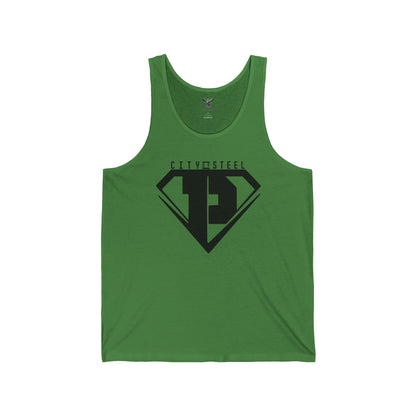 City of Steel Black Out - Unisex Jersey Tank - Bold Graphic Tee for Everyday Wear