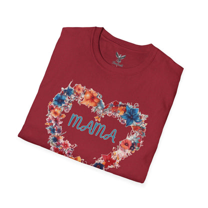 Mama Flower Heart - Unisex Softstyle T-Shirt Graphic