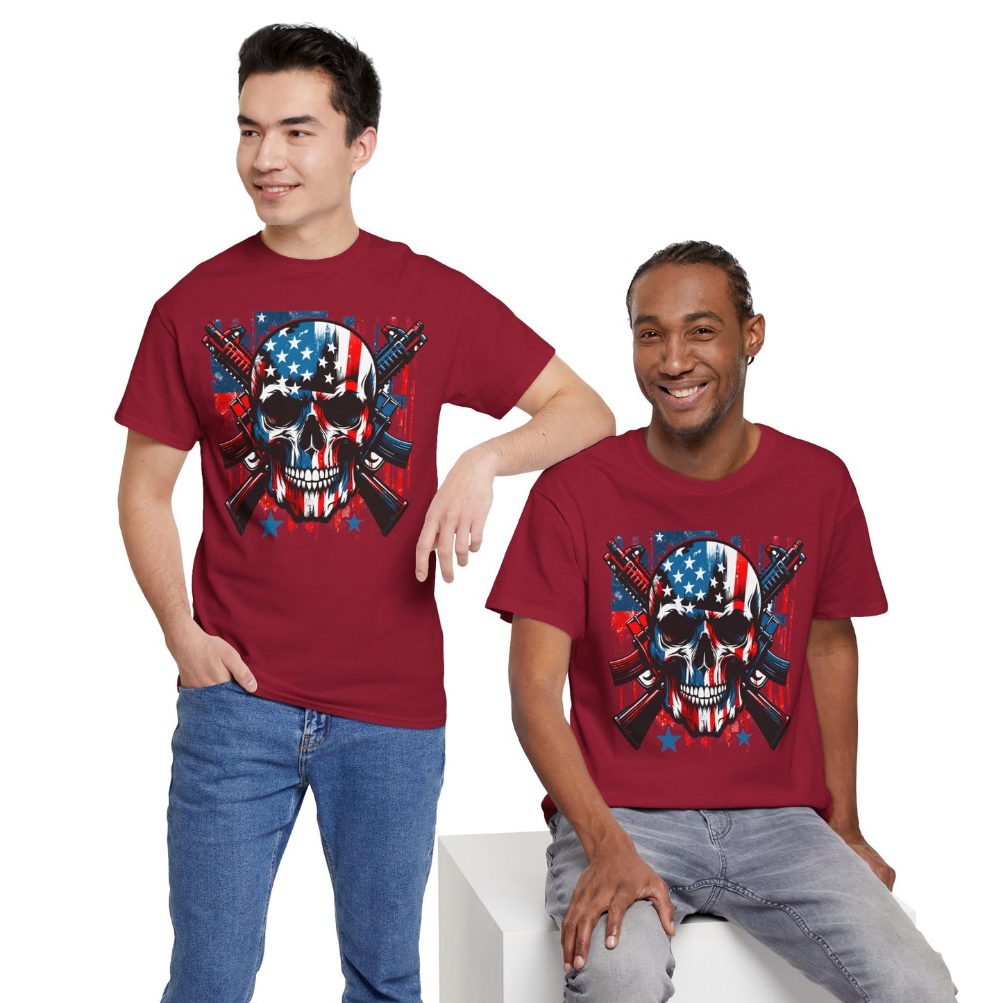 Patriotic Skull Graphic Tee - Direct to Garment