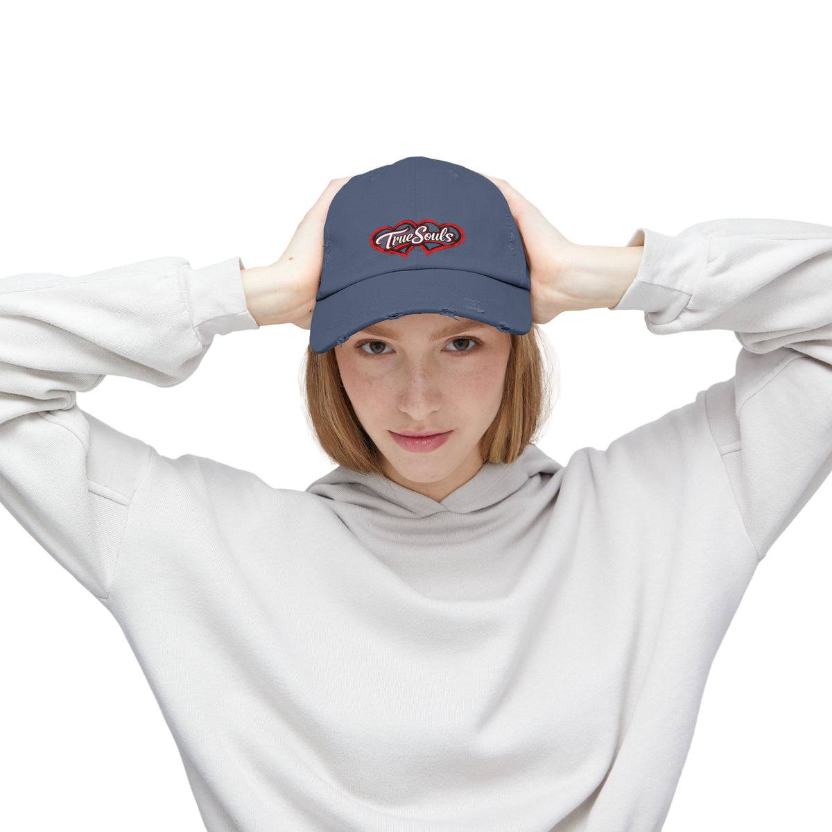 True Souls Double Heart Distressed Hat