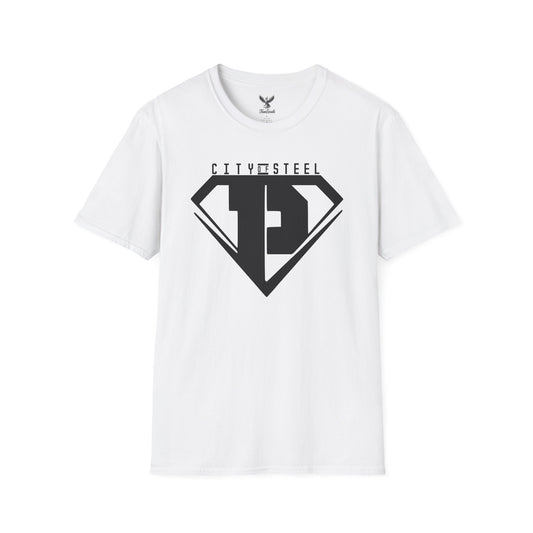 City of Steel Black Out - Graphic Unisex Softstyle T-Shirt - Casual Comfort Wear