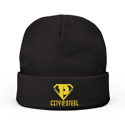 City of Steel - Stylish Embroidered Knit Beanie for Everyday Wear, Winter Essential, Unisex Accessory, Gift for Him or Her, Cozy Headwear