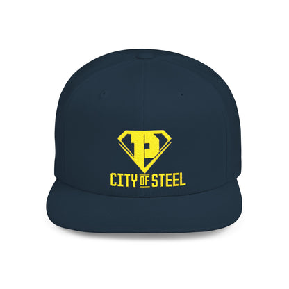 City Of Steel - Stylish Flat Bill Snapback Cap, Trendy Streetwear Hat for Men and Women, Cool Gift for Birthdays, Festivals, and Sports