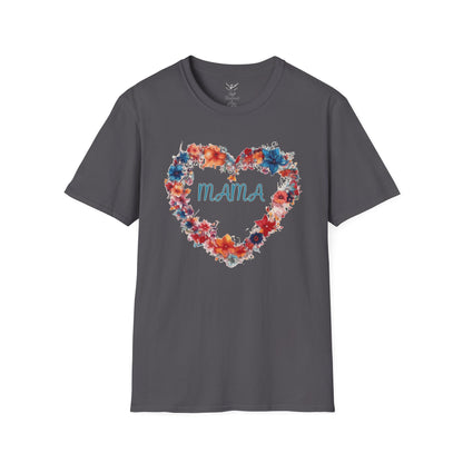 Mama Flower Heart - Unisex Softstyle T-Shirt Graphic