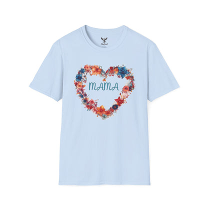 Mama Flower Heart - Unisex Softstyle T-Shirt Graphic